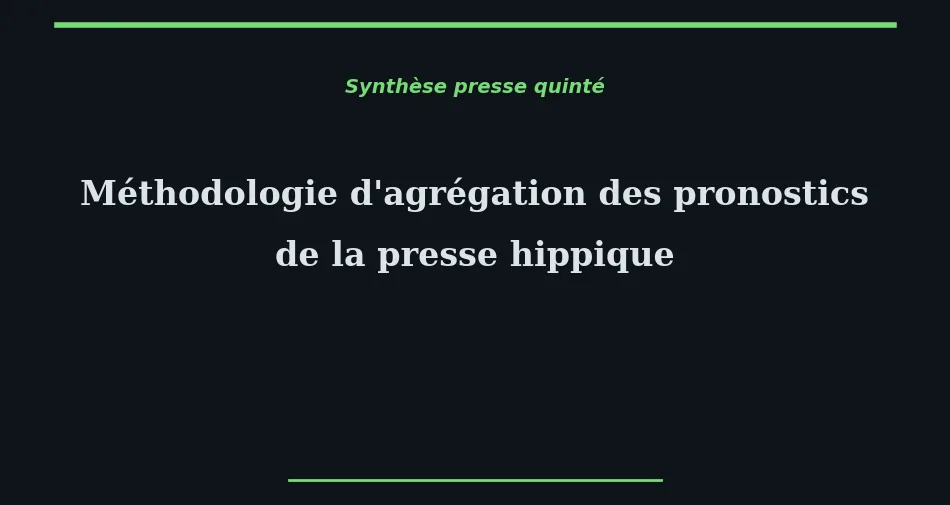 Tableau illustrant la méthodologie synthèse presse hippique agrégeant les pronostics de 15 journalistes avec pondération 5-4-3-2-1